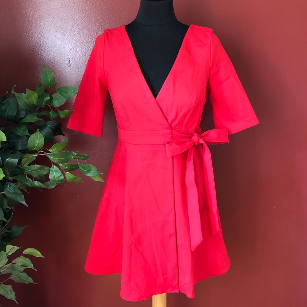 NWOT Zara Red Button Closure Wrap Dress Xsmall